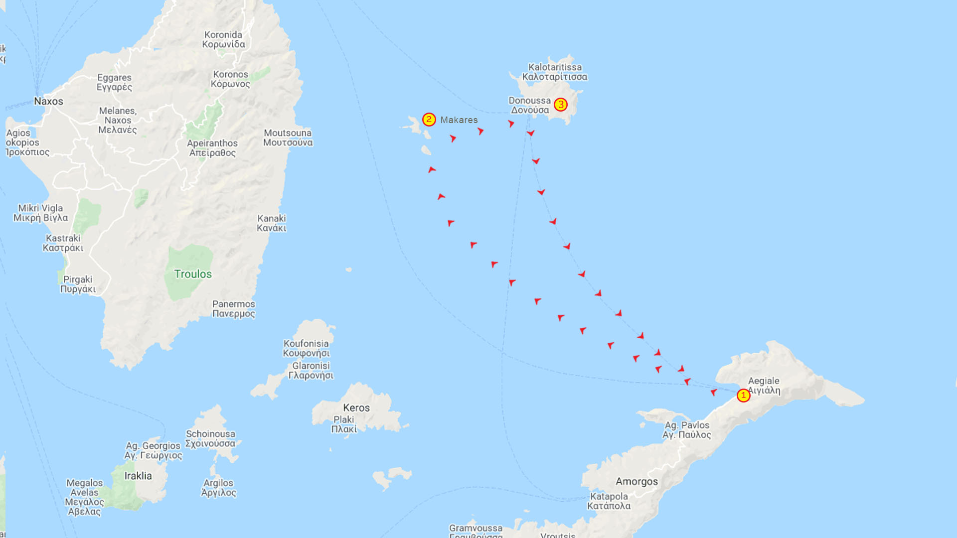 Day Cruise Makares & Dounosa Map