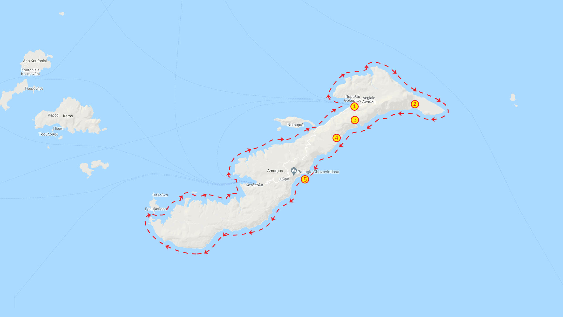 Day Cruise Amorgos Round Map