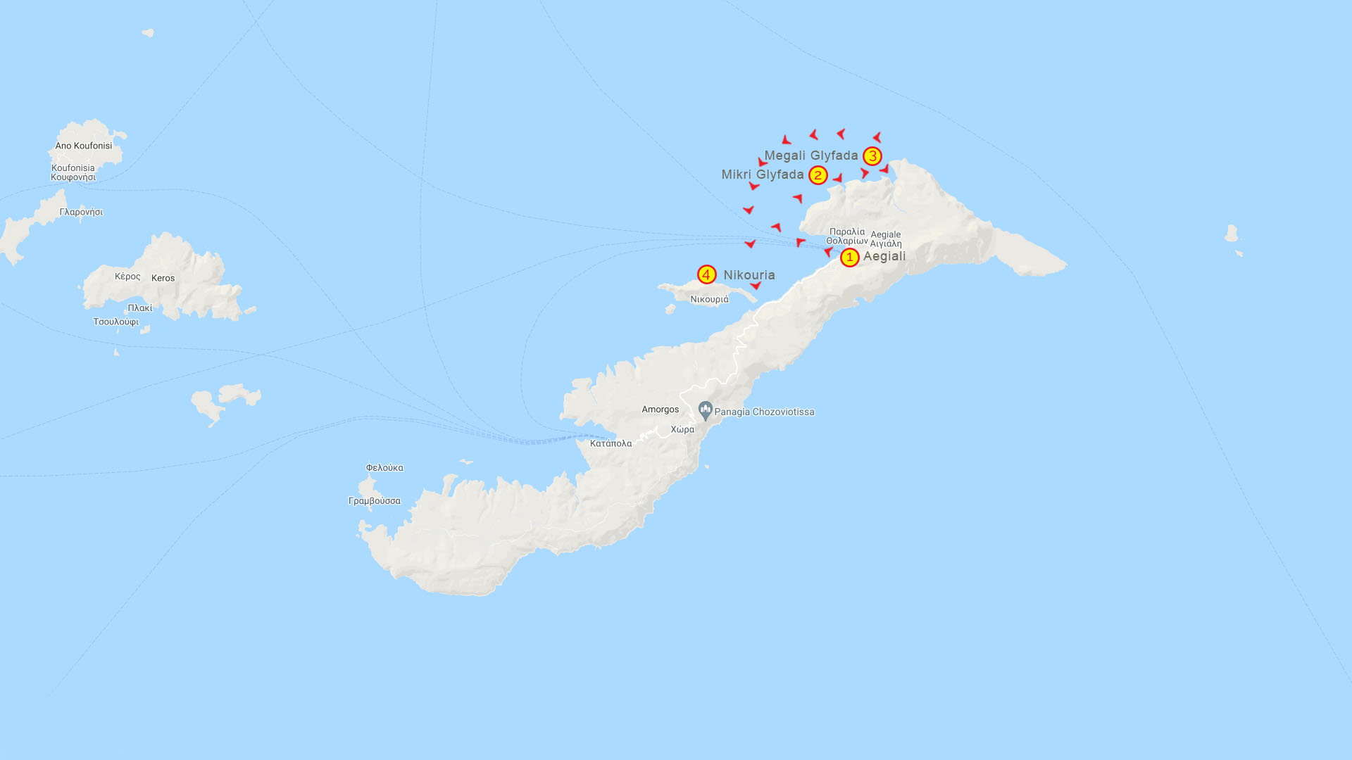 Day Cruise Mikri Glyfada Megali Glyfada Nikouria Map